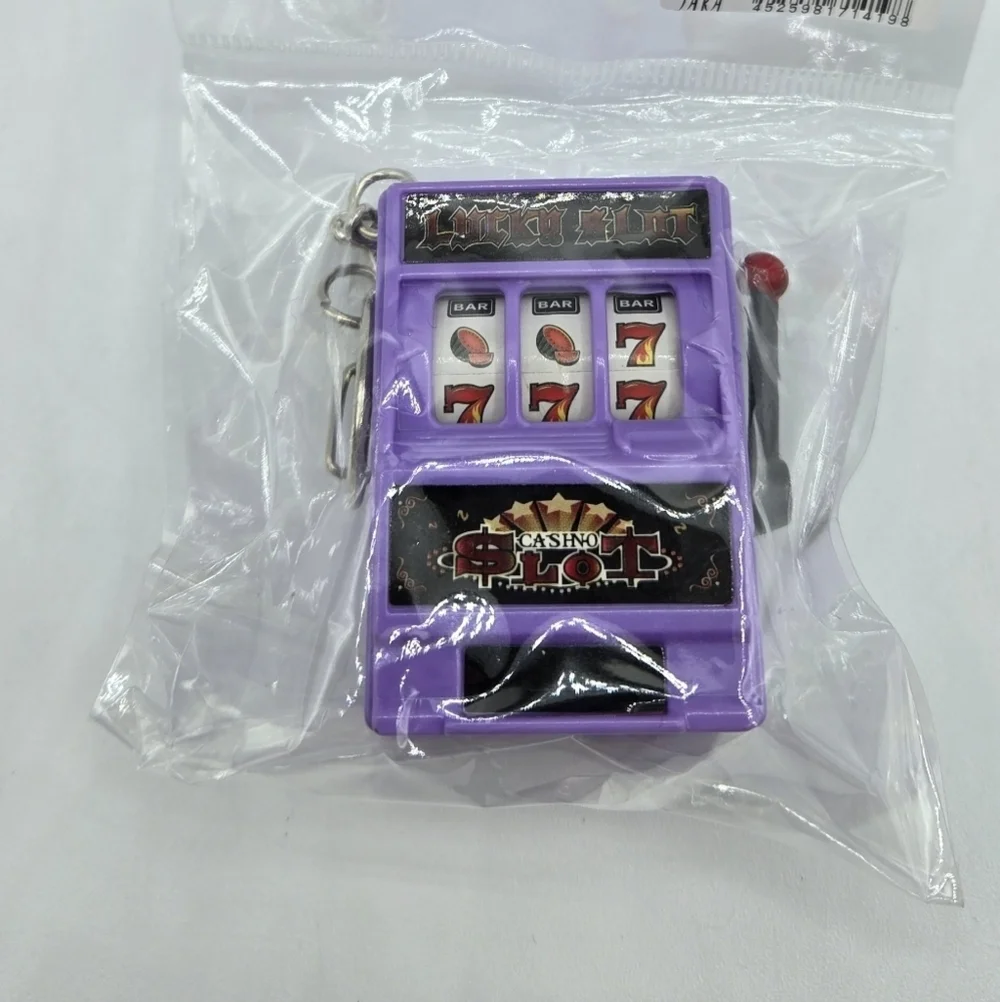 Mini Slot Casino Toy Keychain Purple